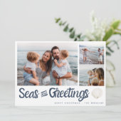 Kust Familie Foto Zeeen en Groeten Kaart (Staand voorkant)