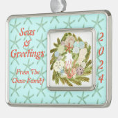 Kust Feestdagen Zeeen & Groeten Verzilverd Omlijst Ornament (Links)