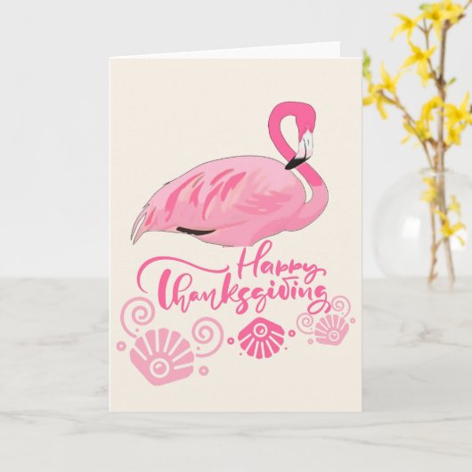 Kust Flamingo Thanksgiving Tropisch strand Kaart (Gele Bloem)