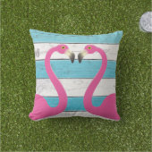 Kust Flamingos Turquoise Outdoor Pillow Buitenkussen (Gras)