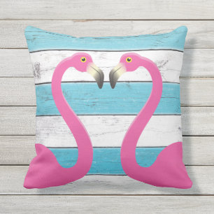 Kust Flamingos Turquoise Outdoor Pillow Buitenkussen