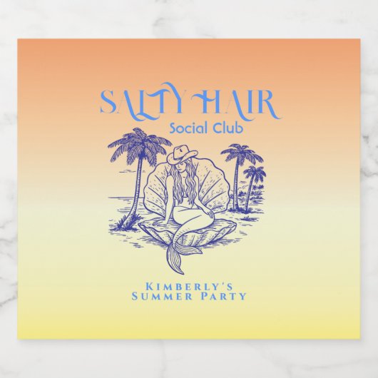 Kust Gele Zeemeermin Cowgirl Summer Party Bier Etiket (Enkel label)