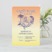 Kust Gele Zeemeermin Cowgirl Summer Party Kaart (Staand voorkant)