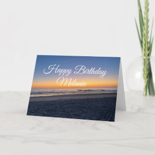 Kust Gelukkige Verjaardag Zonsondergang Strand  Kaart