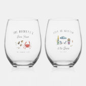  kust | Gepersonaliseerd Shore House Wijnglas Zonder Voet (Voorkant)