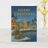 Kust Gevist Dorp Kerst Kaart (Gele Bloem)