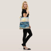 Kust Glas-in-lood Oceaan Zonsondergang Boodschappe Tote Bag (Op model)