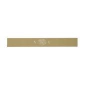 Kust Goud & Ivoor Handgetekend Zeeschelp Monogram Uitnodigingen Wikkel (Vlak)