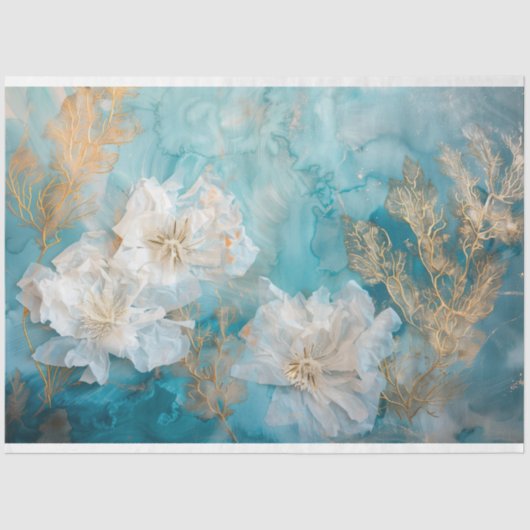 Kust Goud Wit Bloemen Zeewier Weefsel Papier (Voorkant)