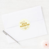 Kust Gouden Gestreepte Bach Weekend Schelp Ronde Sticker (Envelop)