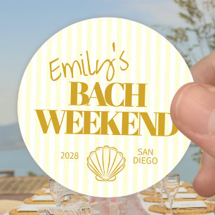 Kust Gouden Gestreepte Bach Weekend Schelp Ronde Sticker