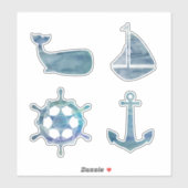 Kust Grafische Wal Schildering Nautilus Sticker (Vel)