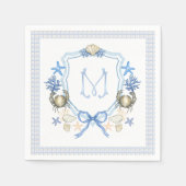 Kust Grandmillennial Krab Calligrafie Monogram Servet (Voorkant)