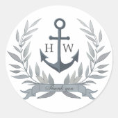 Kust grijs bruiloft dank u ronde sticker (Voorkant)