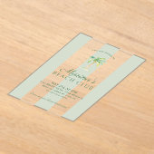 Kust Groene Cabana Stripes Palm Beach Verjaardag Acryl Uitnodigingen (Laagn)