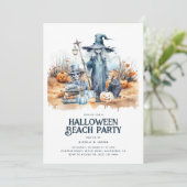 Kust Halloween Strandfeest Kaart (Staand voorkant)