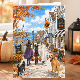 Kust Halloween Zeehaven Fijne Halloween Kaart