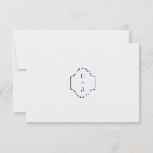 Kust Hand getrokken Palm Seashell Beach bruiloft RSVP Kaartje (Achterkant)