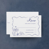 Kust Hand getrokken Palm Seashell Beach bruiloft RSVP Kaartje