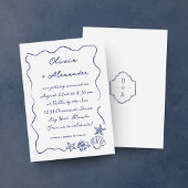 Kust Hand getrokken Sea Shells Doodle Wedding Kaart