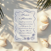 Kust Hand getrokken Sea Shells Doodle Wedding Kaart