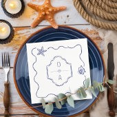 Kust Hand getrokken Seashell Crest Beach bruiloft Servet