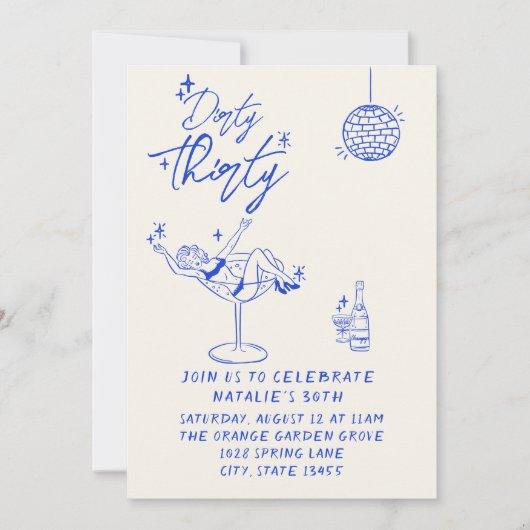 Kust Hand Getrokken Vuile Dertig 30ste Leuke Verja Kaart (Voorkant)