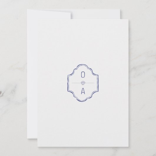 Kust Handgetekende Doodle Strand Bruiloft Save The Date (Achterkant)