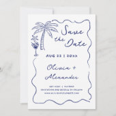 Kust Handgetekende Doodle Strand Huwelijk Save The Date (Voorkant)