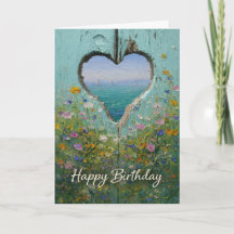 Kust Hart Wilde Bloemen Gelukkig Verjaardag Groet