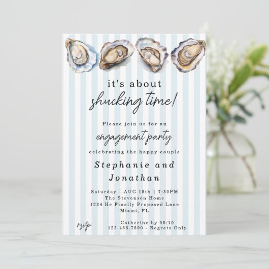 Kust Het gaat om Shucking Time Engagement Party Kaart (Staand voorkant)
