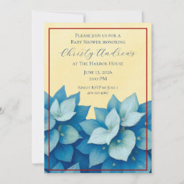 Kust Hydrangea Baby Shower Uitnodiging