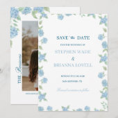 Kust Hydrangea Save the Date  Kaart (Voorkant / Achterkant)
