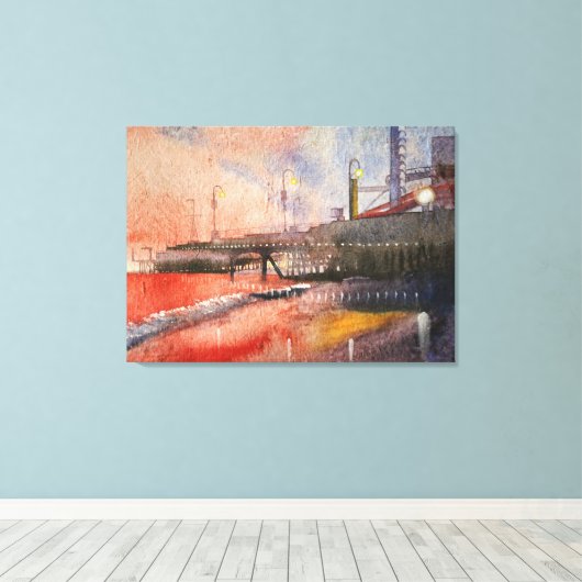 kust in het licht van de ondergaande zon canvas afdruk (Insitu (Houten vloer))