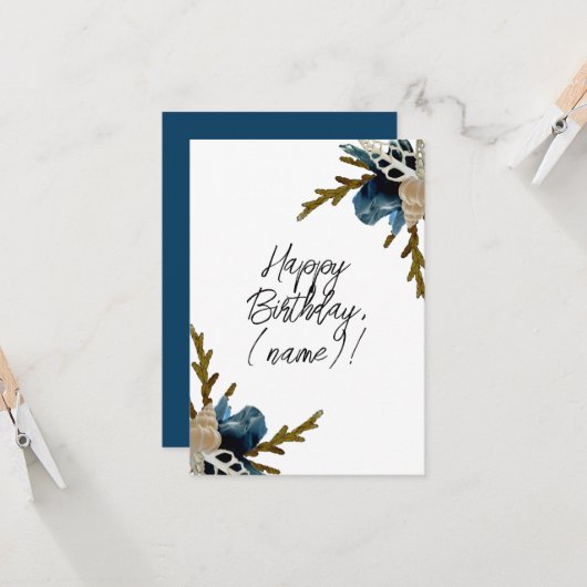 Kust Iris Bloem Elegante Bloemen Gelukkige Verjaar Kaart (Voorkant / Achterkant in situ)