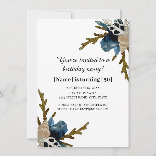 Kust Iris Bloem Nautische Elegante Verjaardag Kaart (Voorkant)