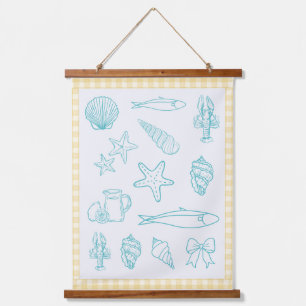 Kust Italiaanse keuken Print Sorrento Blue Hangend Wandkleed