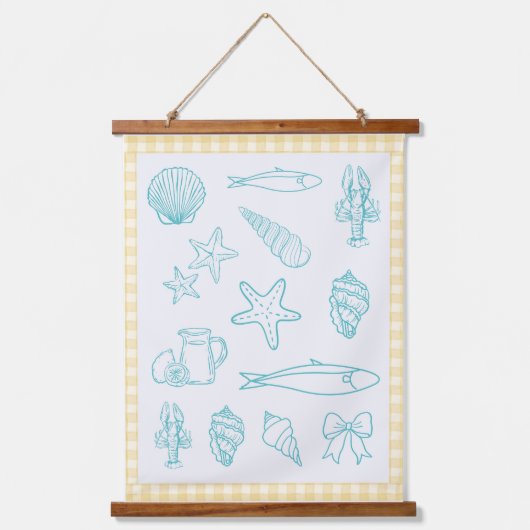 Kust Italiaanse keuken Print | Sorrento Blue Hangend Wandkleed (Voorkant)