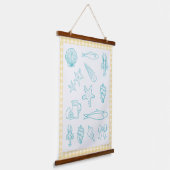 Kust Italiaanse keuken Print | Sorrento Blue Hangend Wandkleed (Gebogen)