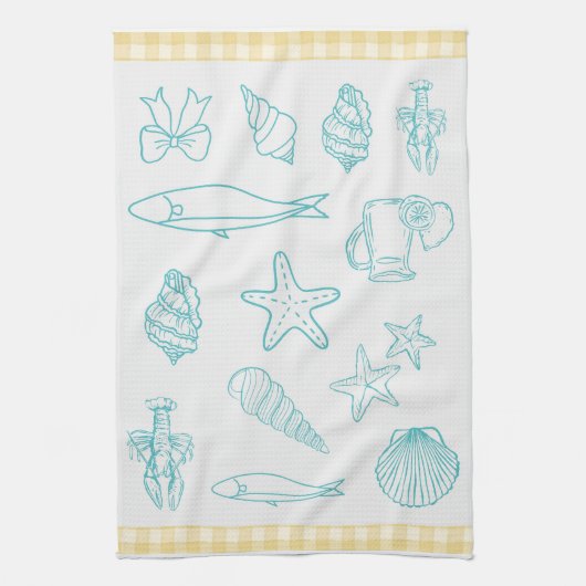 Kust Italiaanse keuken Print | Sorrento Blue Theedoek (Verticaal)