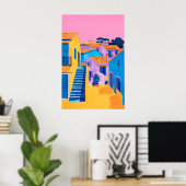 Kust Italiaanse Stad Kunstprint Avondgloed Poster (Thuiskantoor)
