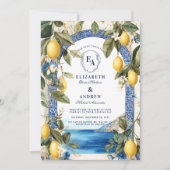 Kust Italië Blauw en Geel Trouwen Kaart (Voorkant)