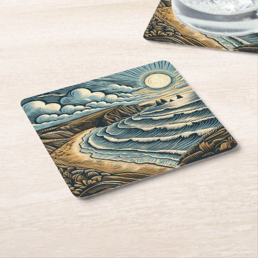 Kust Kartonnen Onderzetters (Schuin)