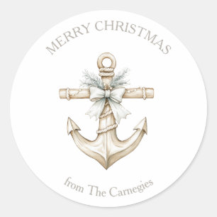 Kust Kerst Anker Aquarel Ronde Sticker