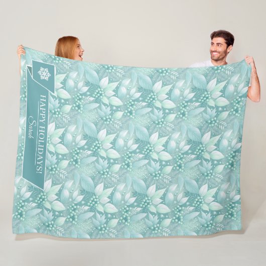 Kust Kerst Bladerbessen Patroon#7 ID1009 Fleece Deken (In situ)