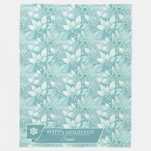 Kust Kerst Bladerbessen Patroon#7 ID1009 Fleece Deken (Voorkant)