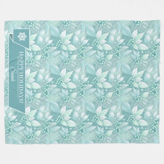 Kust Kerst Bladerbessen Patroon#7 ID1009 Fleece Deken (Voorkant (Horizontaal))