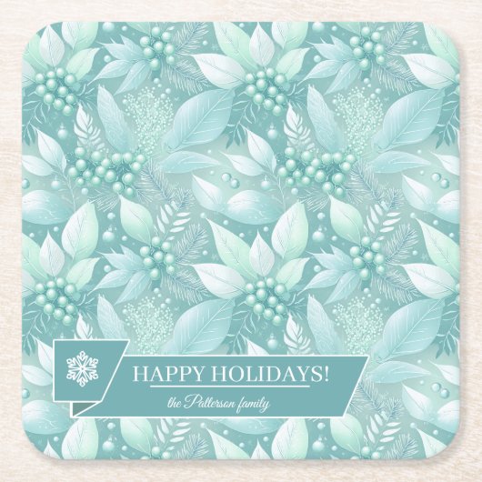 Kust Kerst Bladerbessen Patroon#7 ID1009 Kartonnen Onderzetters (Voorkant)