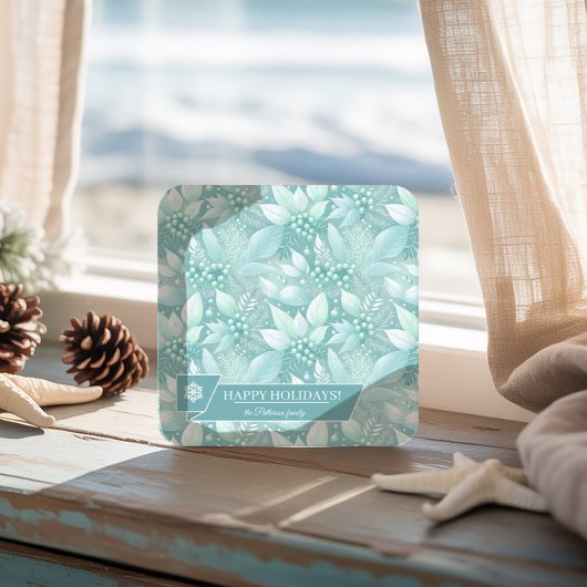 Kust Kerst Bladerbessen Patroon#7 ID1009 Kartonnen Onderzetters