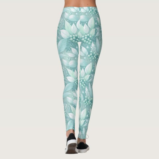Kust Kerst Bladerbessen Patroon#7 ID1009 Leggings (Achterkant)